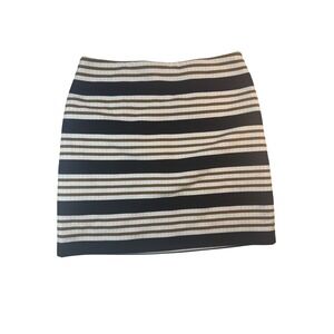 LOFT Skirt Womens 8 Black White Tan Striped Pencil Career Office Work Classic